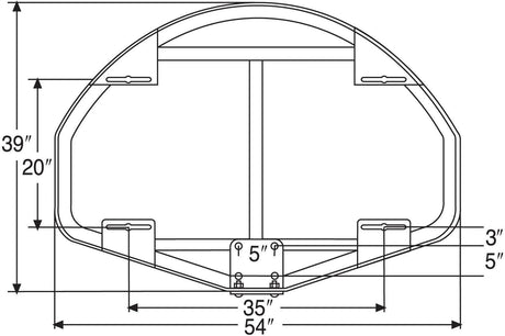 Bison 39" x 54" Extended Life Competition Fan-Shaped Glass Backboard Basketball Equipment All