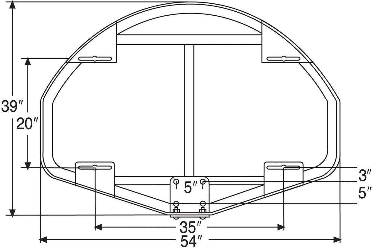 Bison 39" x 54" Extended Life Competition Fan-Shaped Glass Backboard Basketball Equipment All