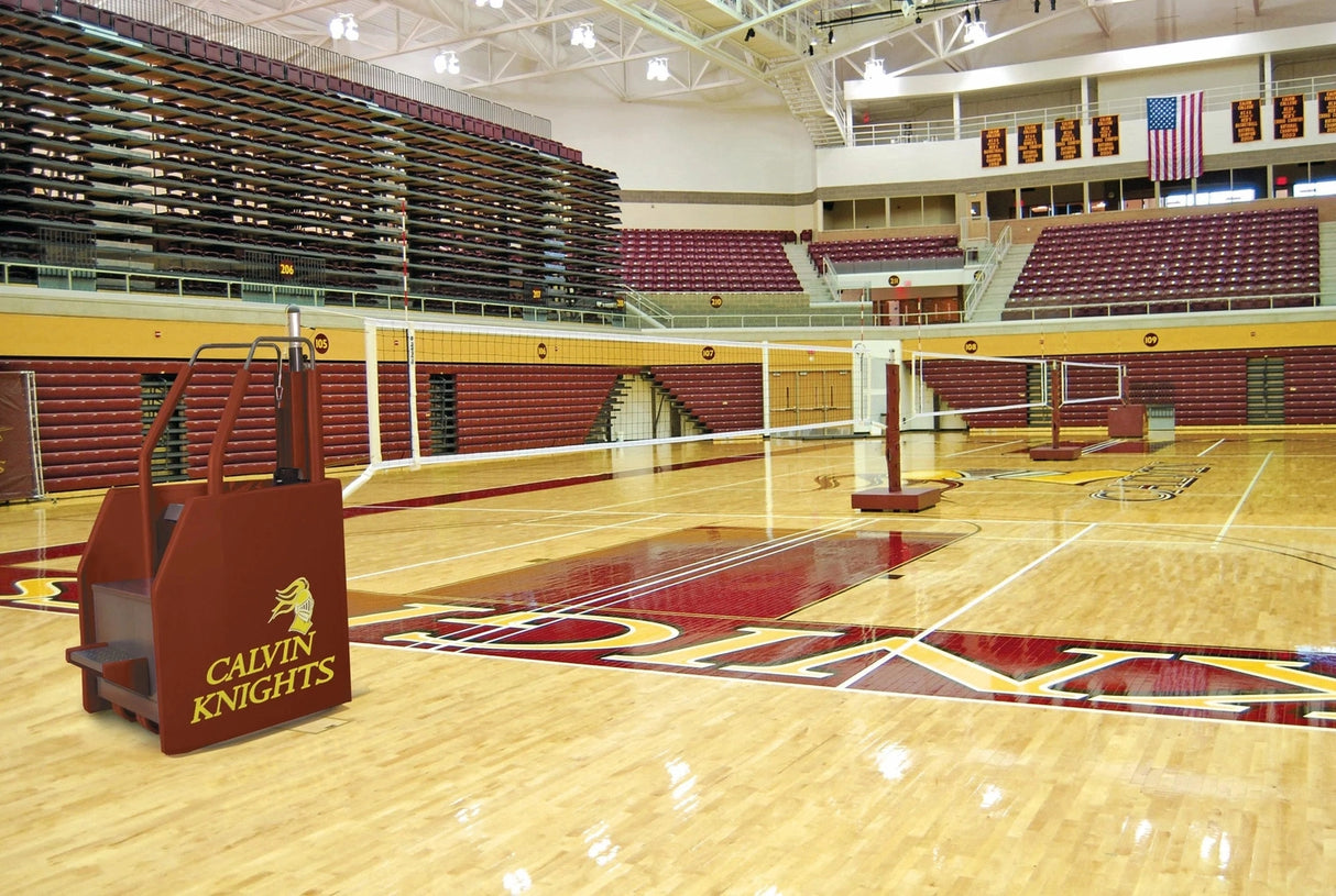 Bison Arena II Freestanding Portable System with Official's Platforms on Both Ends Volleyball Nets & Court Equipment All