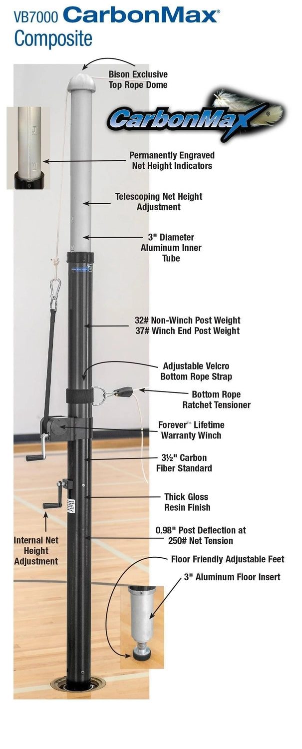 Bison CarbonMax Composite System without Padding Volleyball Nets & Court Equipment All