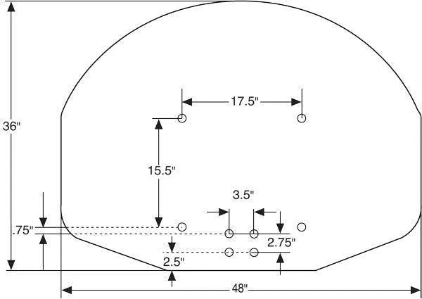 Bison 36" x 48" Fan Shaped Molded Graphite Backboard Only Basketball Equipment All