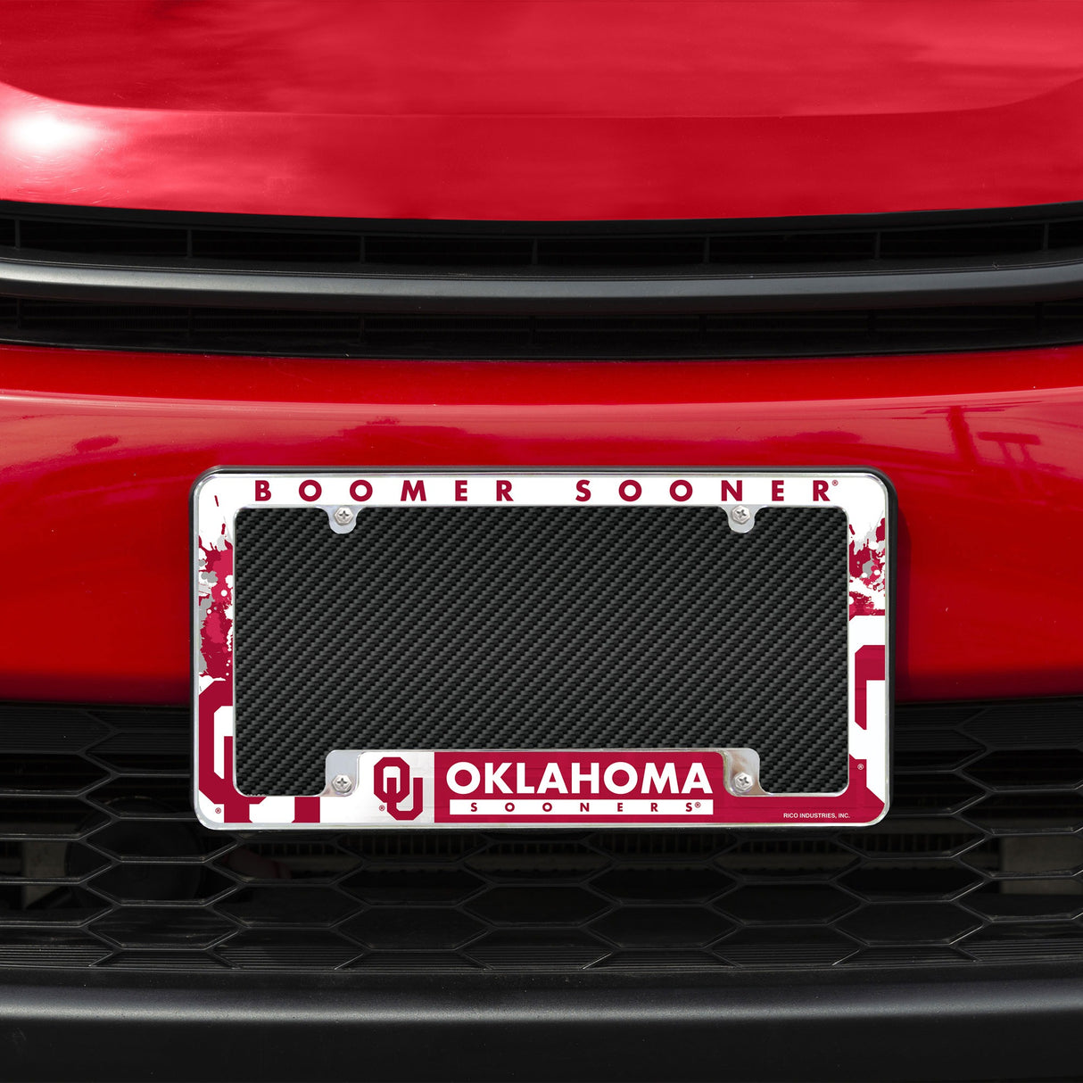Rico Industries NCAA Oklahoma Sooners Primary 12" x 6" Chrome License Plate Frame-1