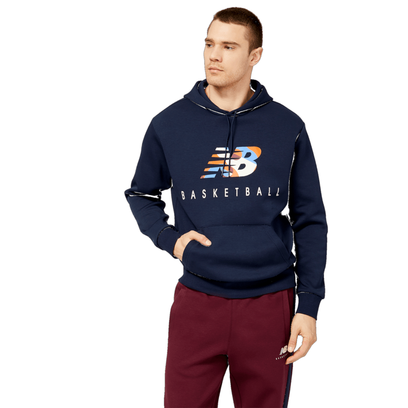 New Balance Men's Hoops Abstract Fleece Hoodie Mens Apparel Sweatshirts & Fleece