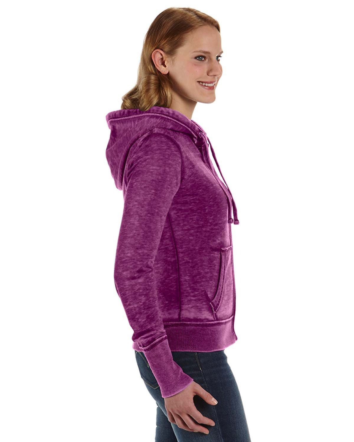 J. America Women's Zen Full-Zip Fleece Hooded Sweatshirt JA8913-AB Womens Apparel Sweatshirts & Fleece
