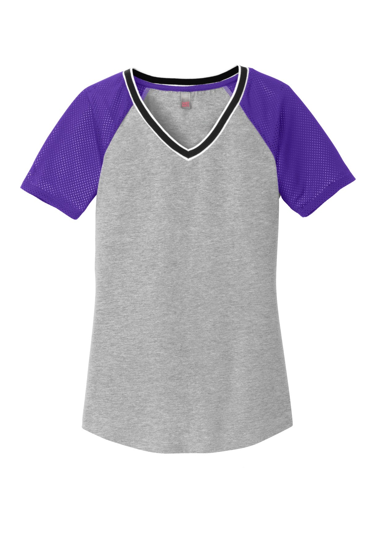 District Juniors Mesh Sleeve V-Neck Tee. DT276 Youth Apparel Shirts & Tops