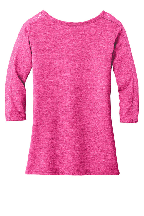 District Made Ladies Tri-Blend Lace 3/4-Sleeve Tee. DM444 District