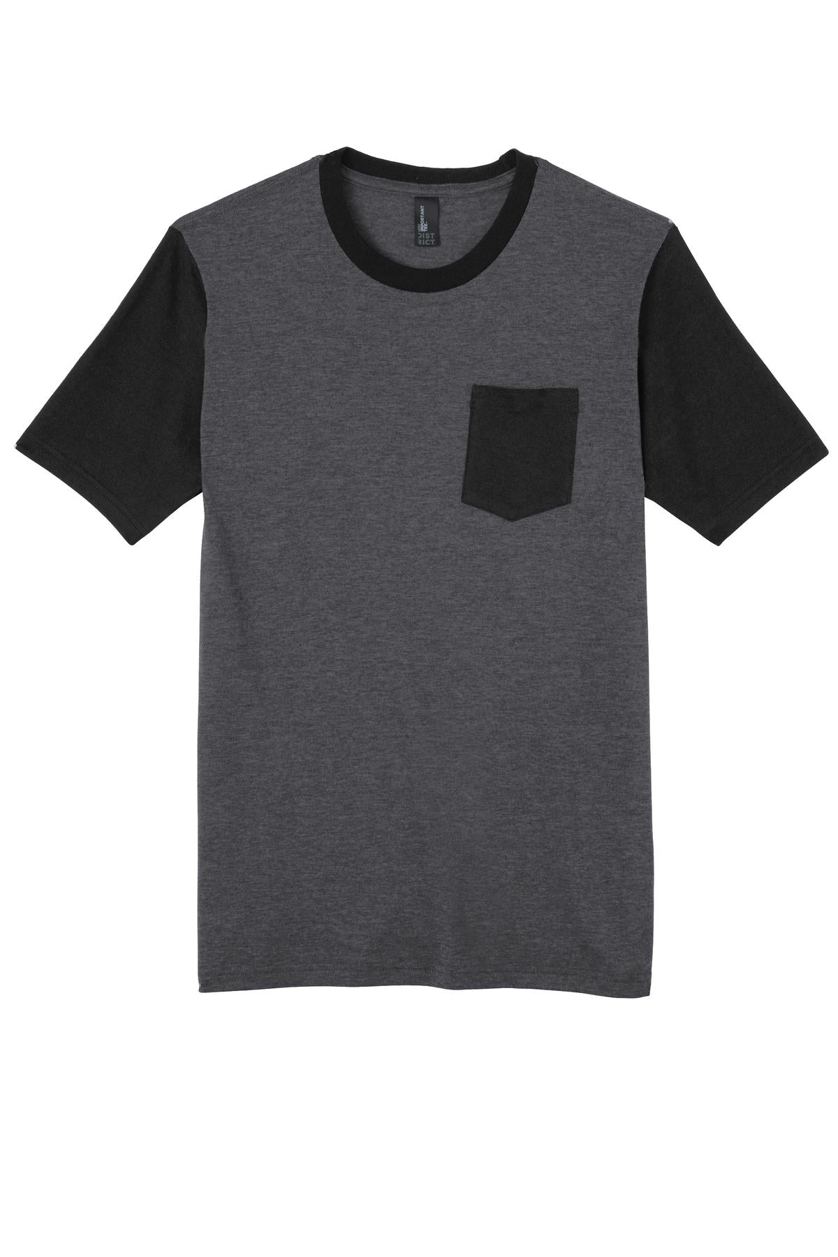 District Juniors Very Important Tee with Contrast Sleeves and Pocket. DT6000 Youth Apparel Shirts & Tops