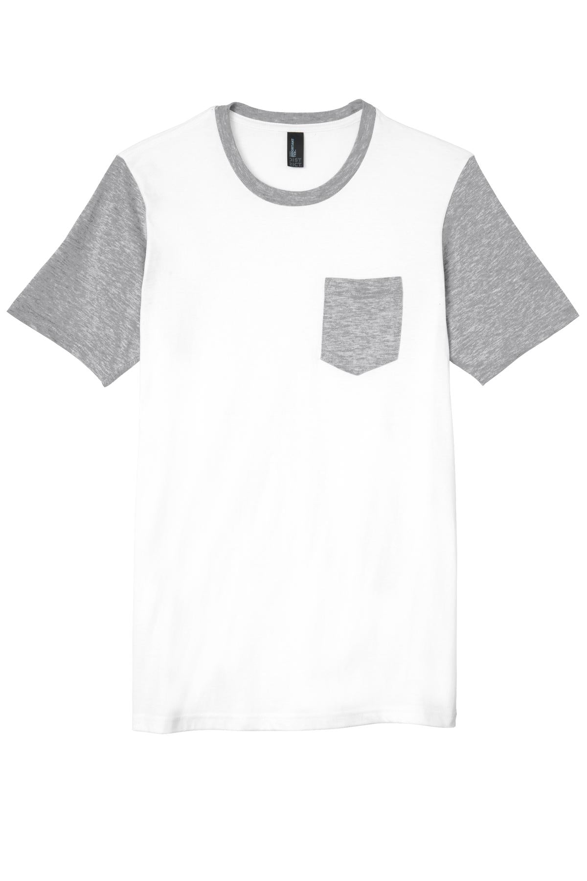 District Juniors Very Important Tee with Contrast Sleeves and Pocket. DT6000 Youth Apparel Shirts & Tops