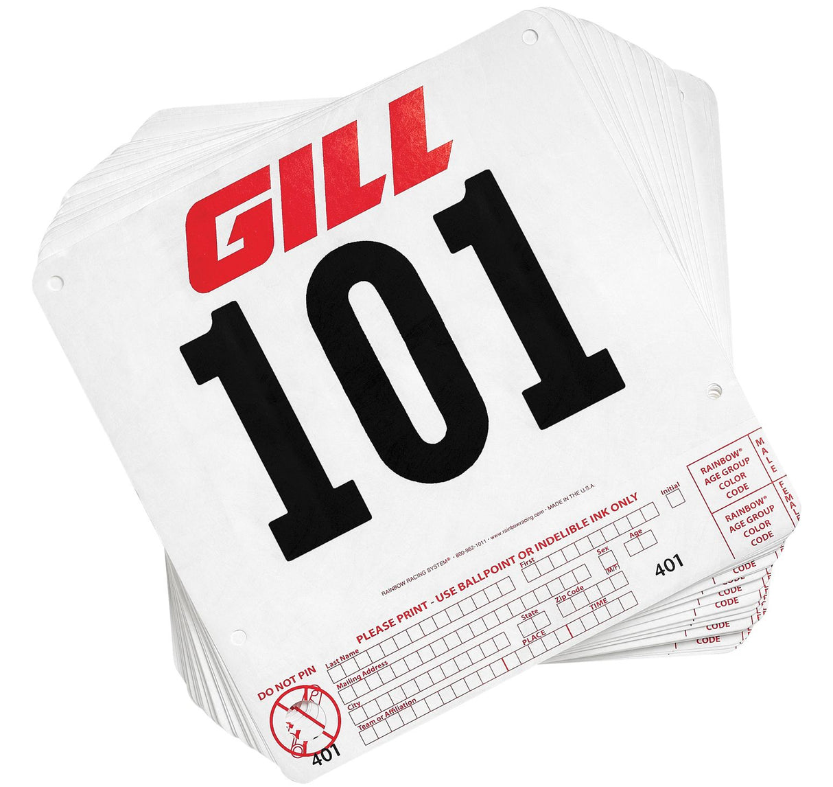 Gill Athletics Tear Tag Numbers Sports Equipment All