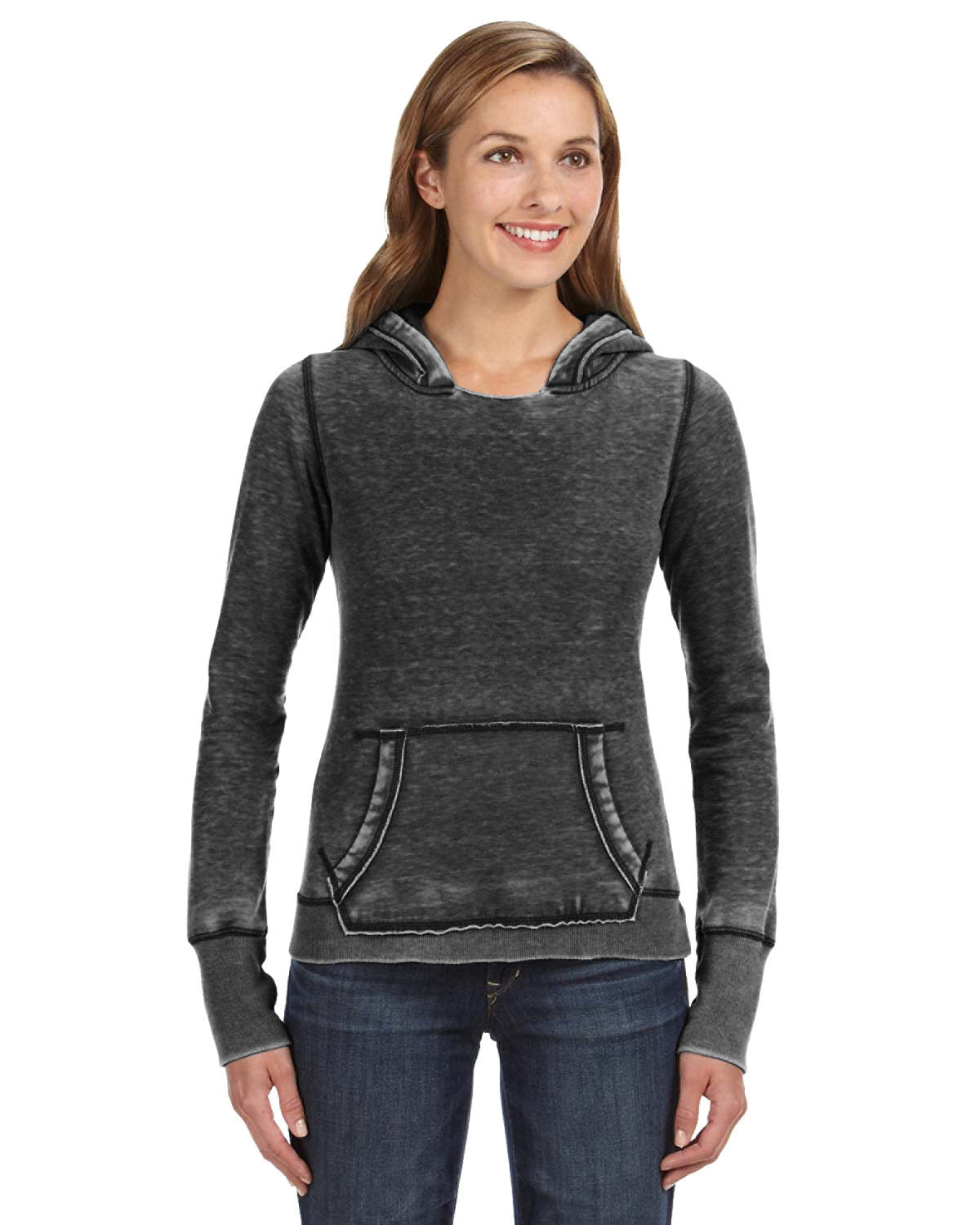J. America Women's Zen Pullover Fleece Hooded Sweatshirt JA8912-AB Womens Apparel Sweatshirts & Fleece