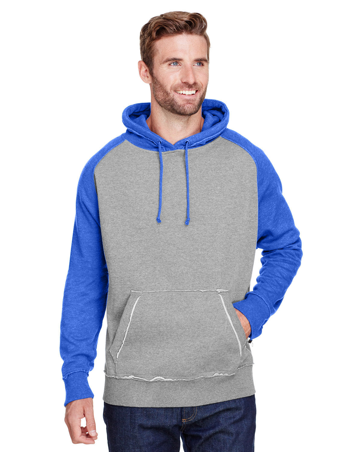 J. America Men's Vintage Heather Hooded Sweatshirt-1