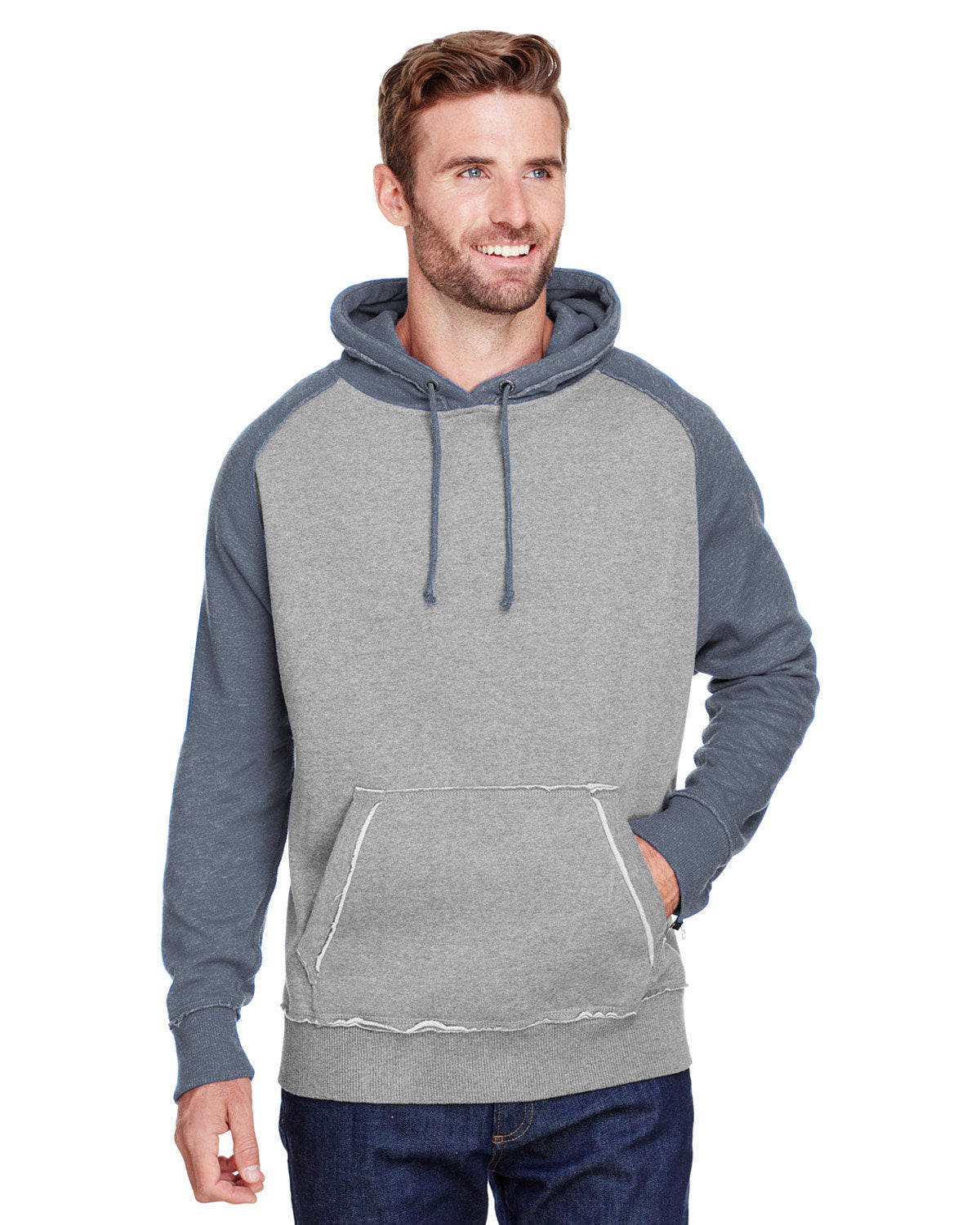 J. America Men's Vintage Heather Hooded Sweatshirt-1