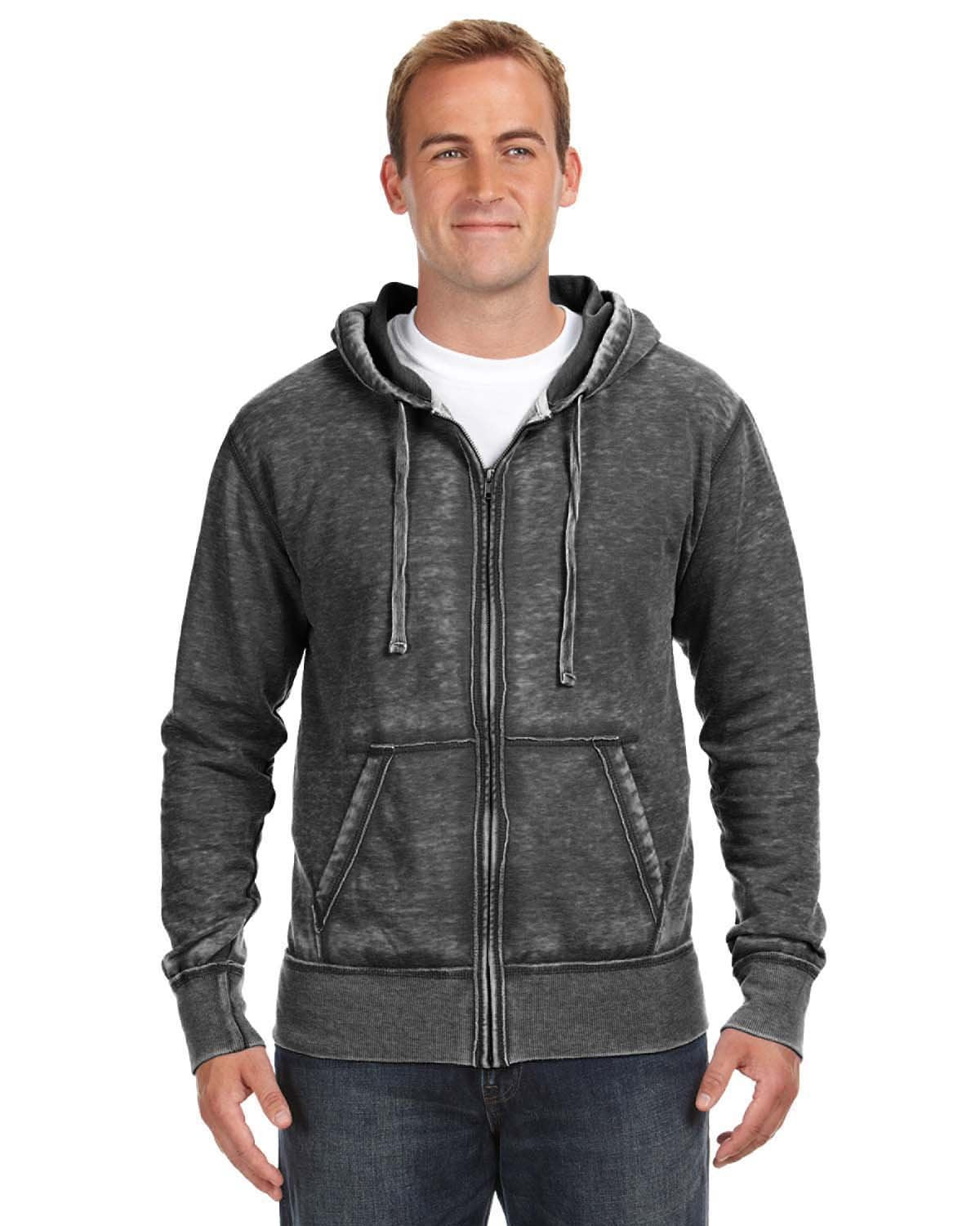 J. America Adult Vintage Zen Full-Zip Fleece Hooded Sweatshirt JA8916-AB-1