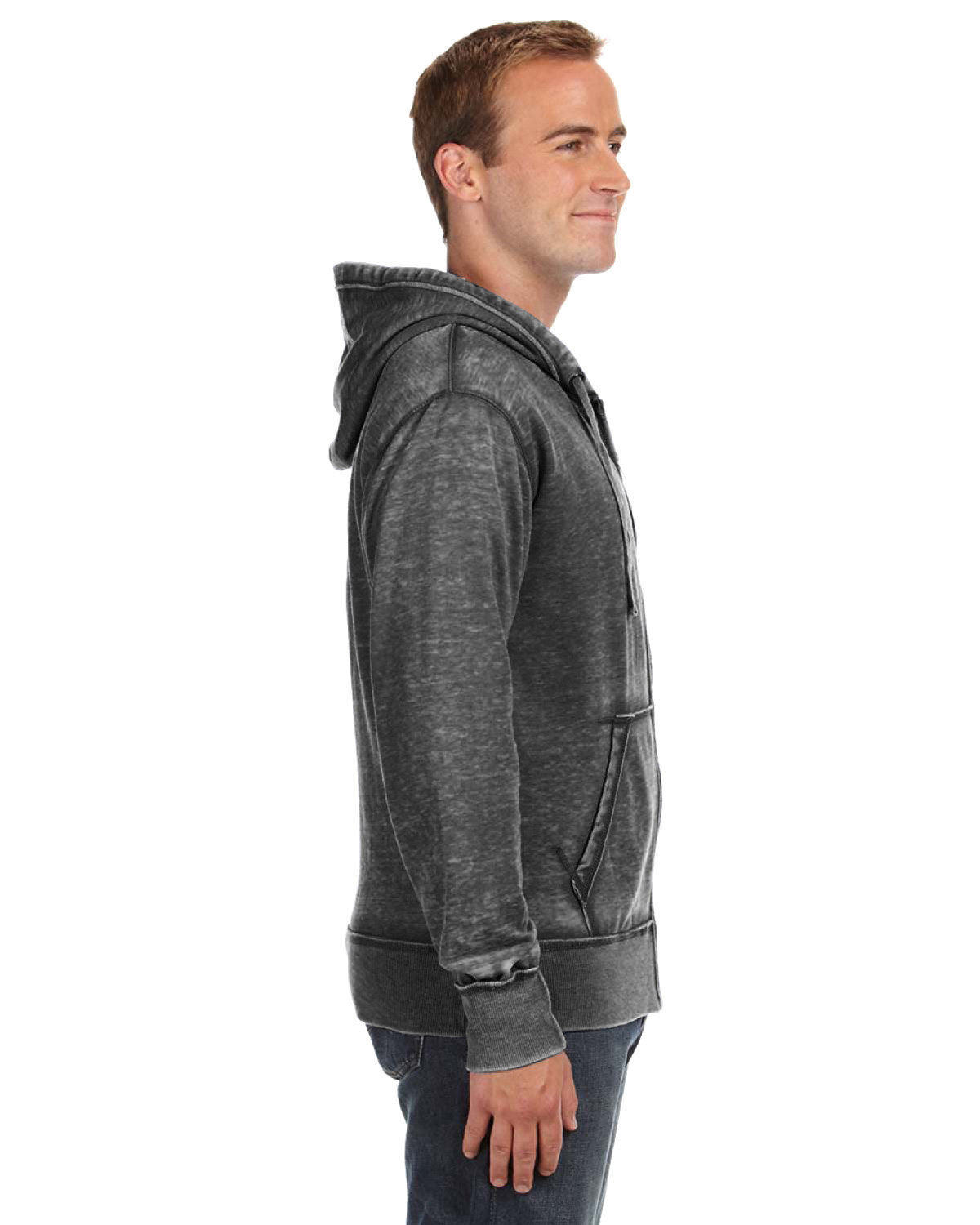 J. America Adult Vintage Zen Full-Zip Fleece Hooded Sweatshirt JA8916-AB-3