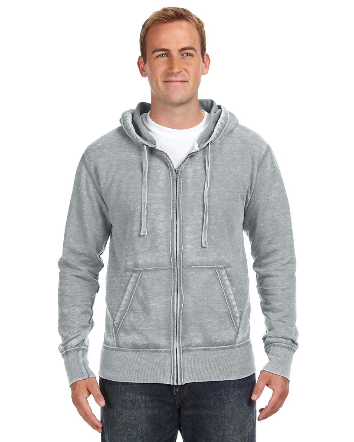 J. America Adult Vintage Zen Full-Zip Fleece Hooded Sweatshirt JA8916-AB Mens Apparel Sweatshirts & Fleece