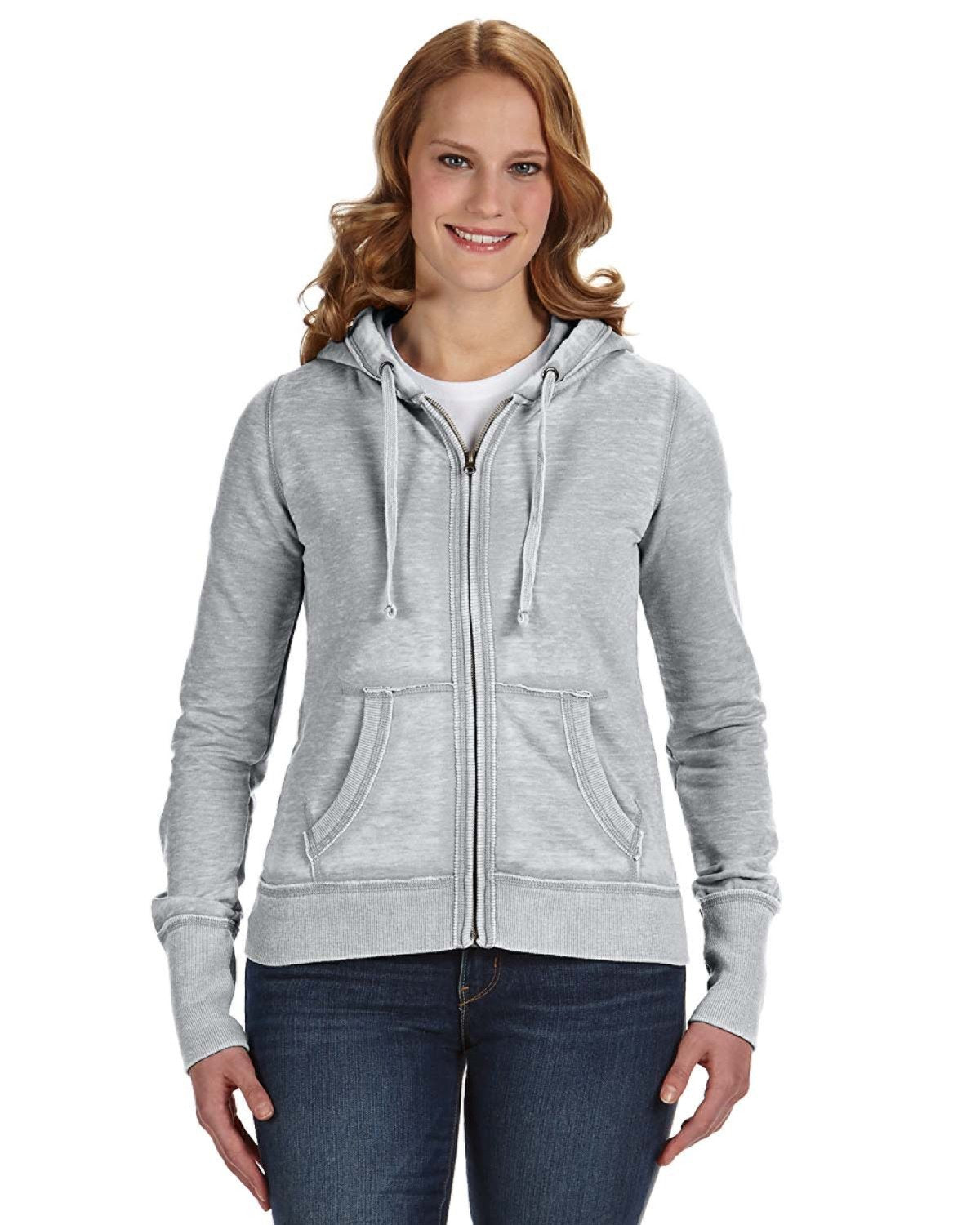 J. America Women's Zen Full-Zip Fleece Hooded Sweatshirt JA8913-AB Womens Apparel Sweatshirts & Fleece