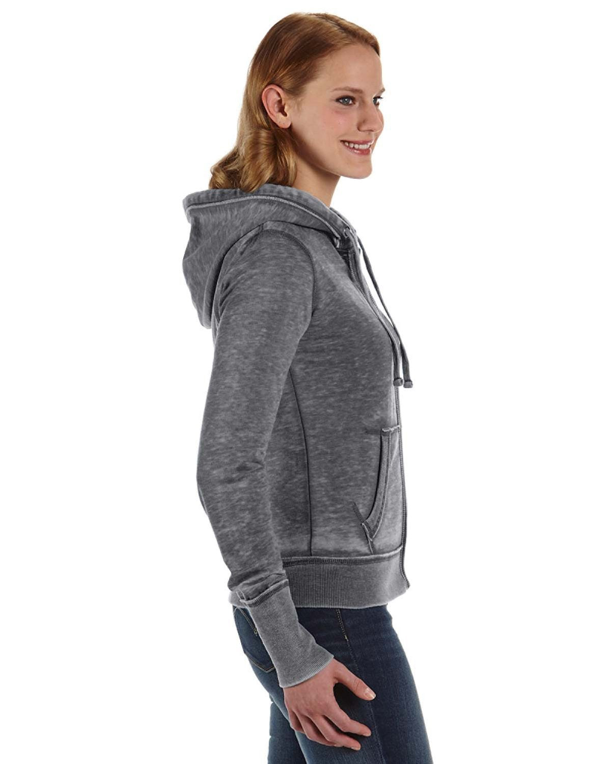 J. America Women's Zen Full-Zip Fleece Hooded Sweatshirt JA8913-AB Womens Apparel Sweatshirts & Fleece