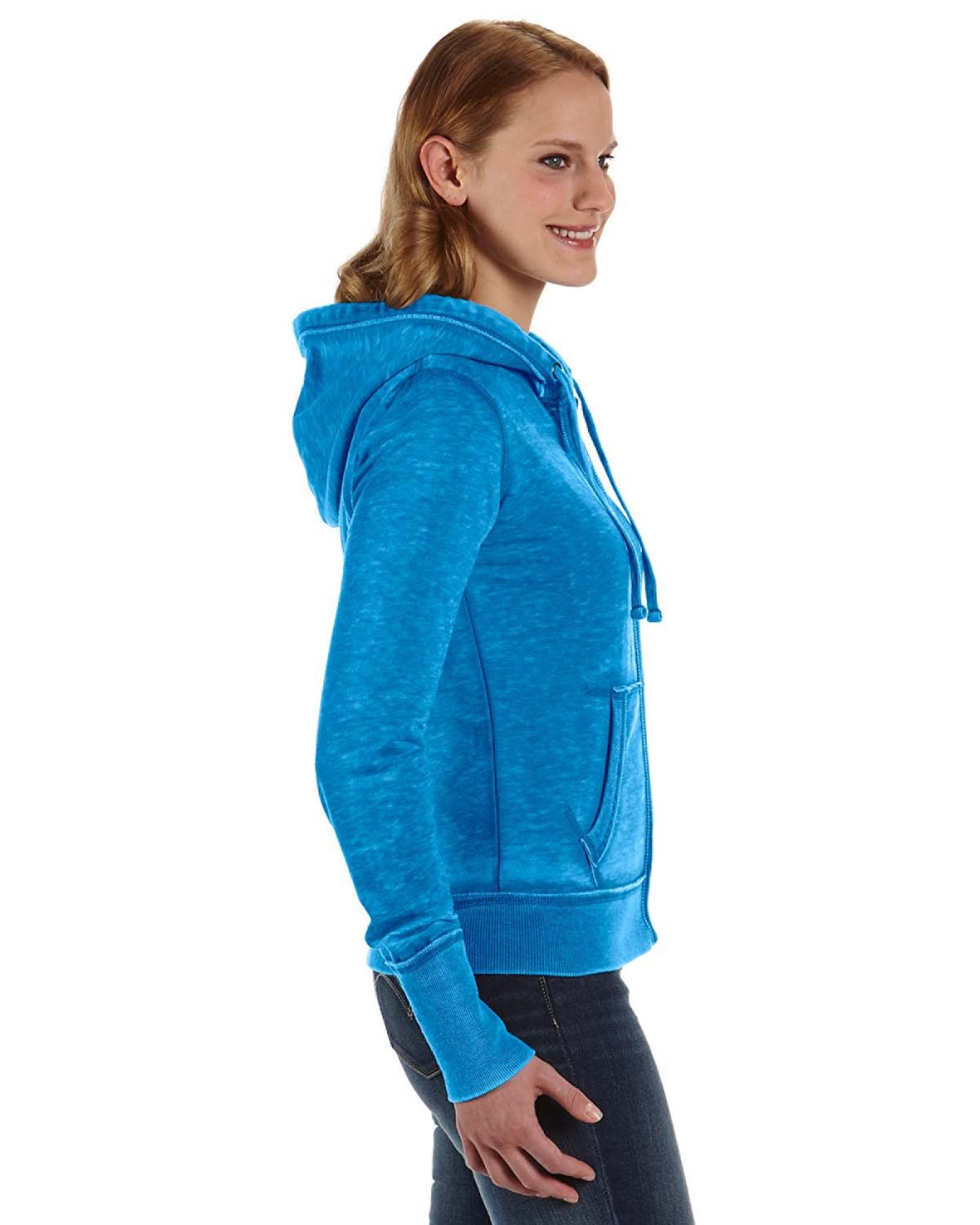 J. America Women's Zen Full-Zip Fleece Hooded Sweatshirt JA8913-AB Womens Apparel Sweatshirts & Fleece