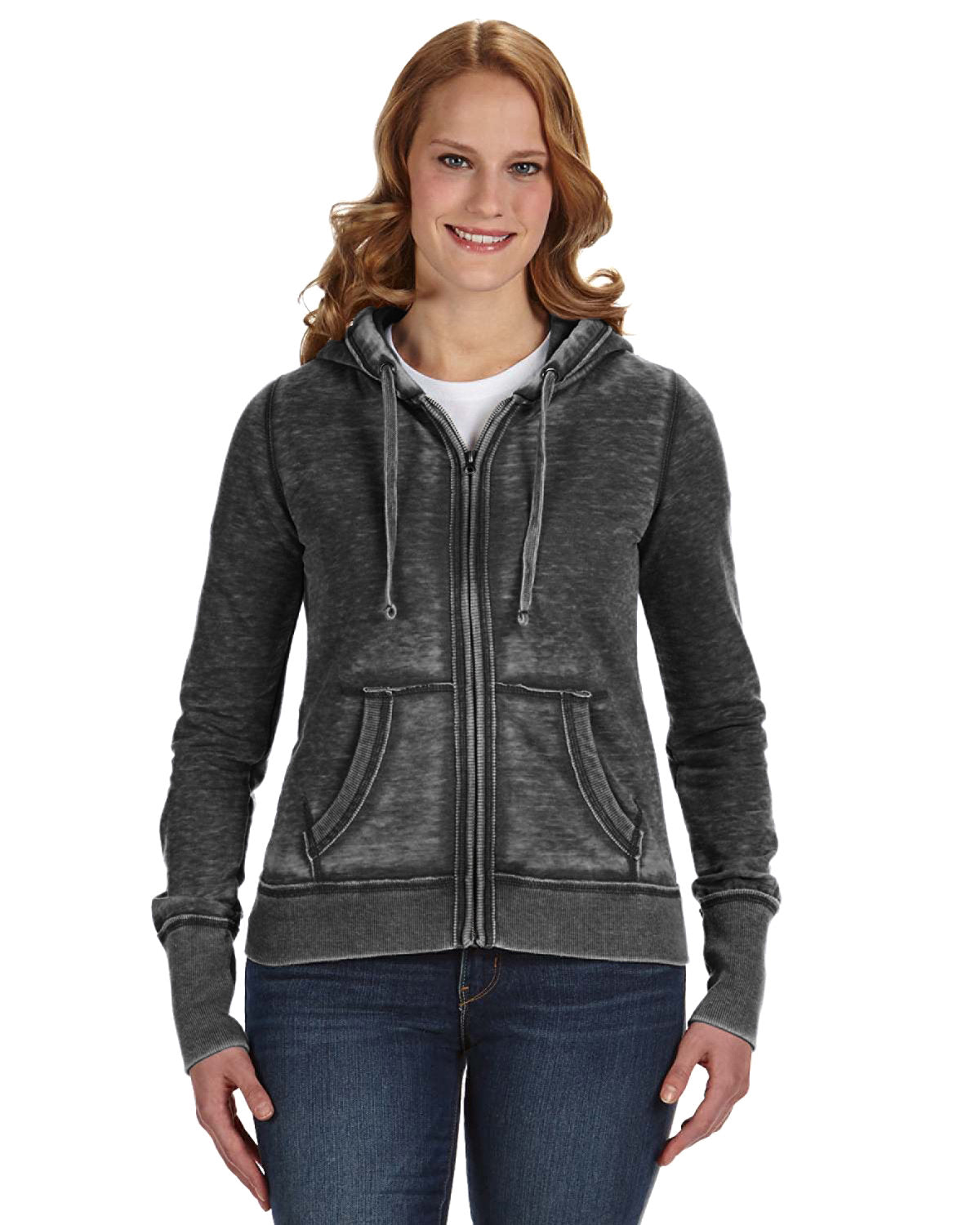 J. America Women's Zen Full-Zip Fleece Hooded Sweatshirt JA8913-AB Womens Apparel Sweatshirts & Fleece