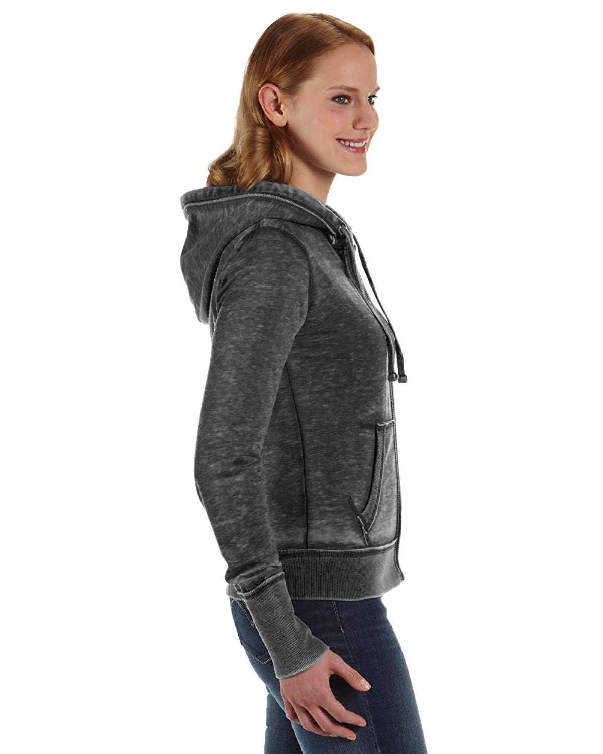 J. America Women's Zen Full-Zip Fleece Hooded Sweatshirt JA8913-AB Womens Apparel Sweatshirts & Fleece
