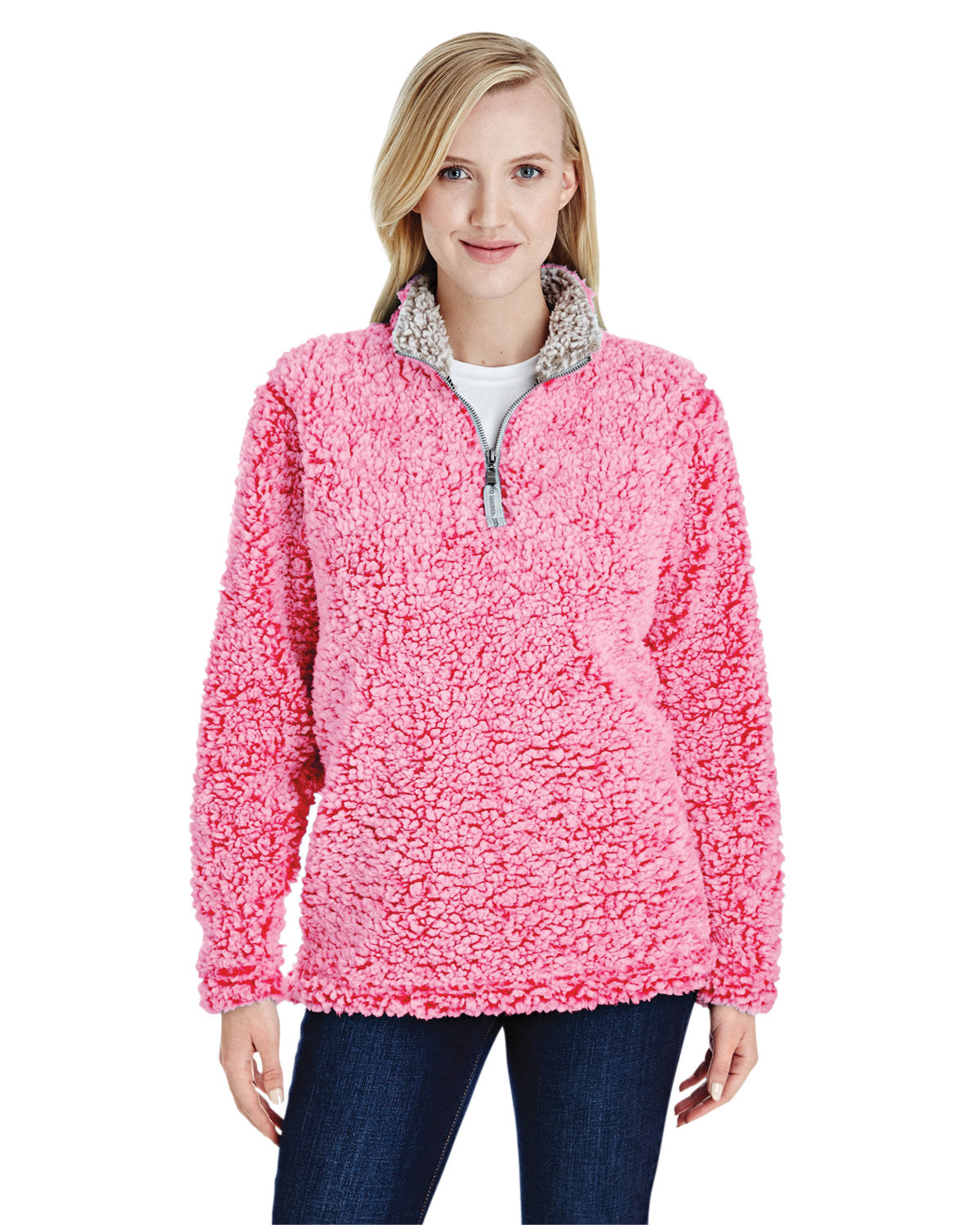 J. America Women's Epic Sherpa Quarter-Zip Pullover 6573 Womens Apparel Sweatshirts & Fleece