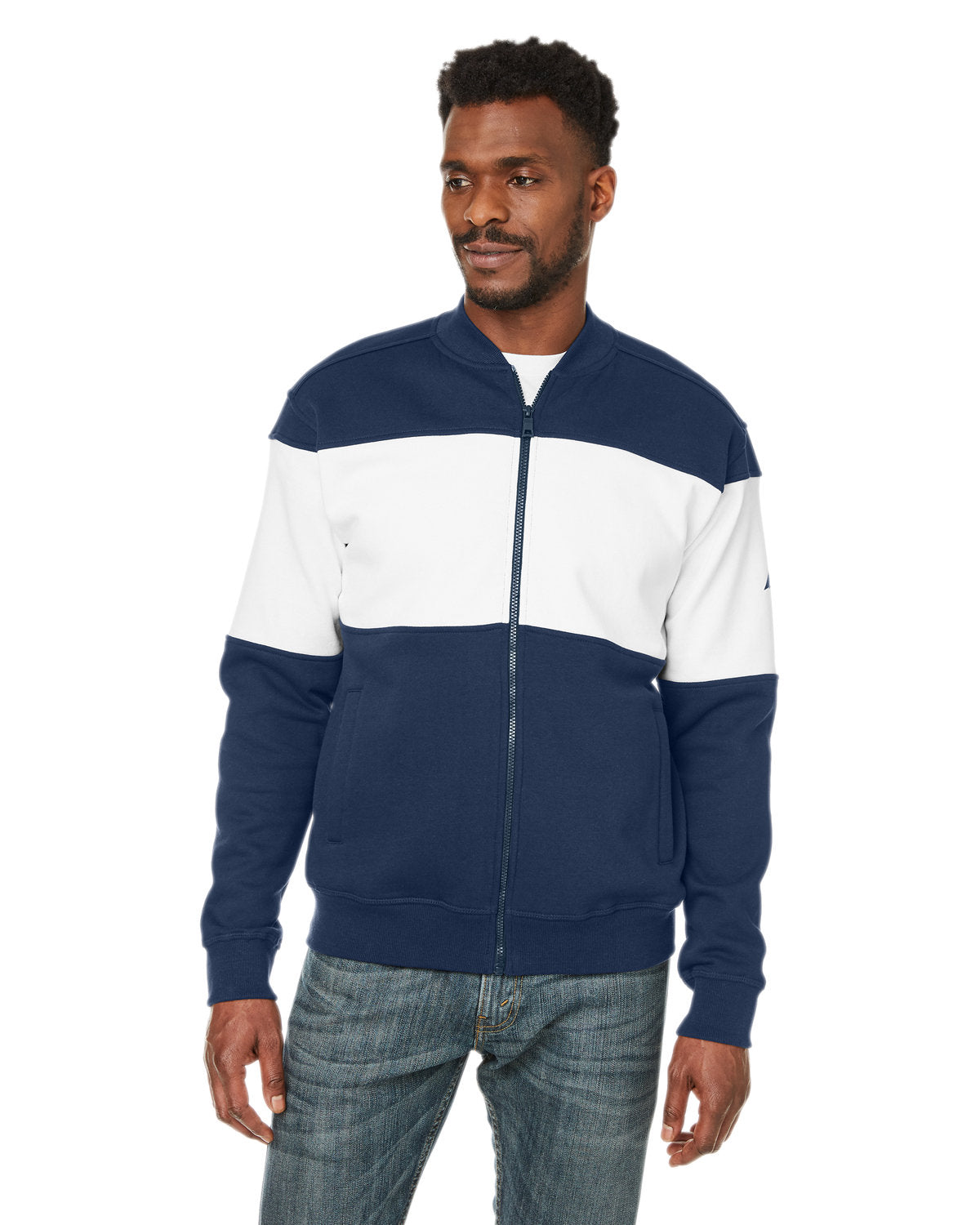 Nautica Anchor Bomber Full-Zip Fleece Jacket Mens Apparel Sweatshirts & Fleece