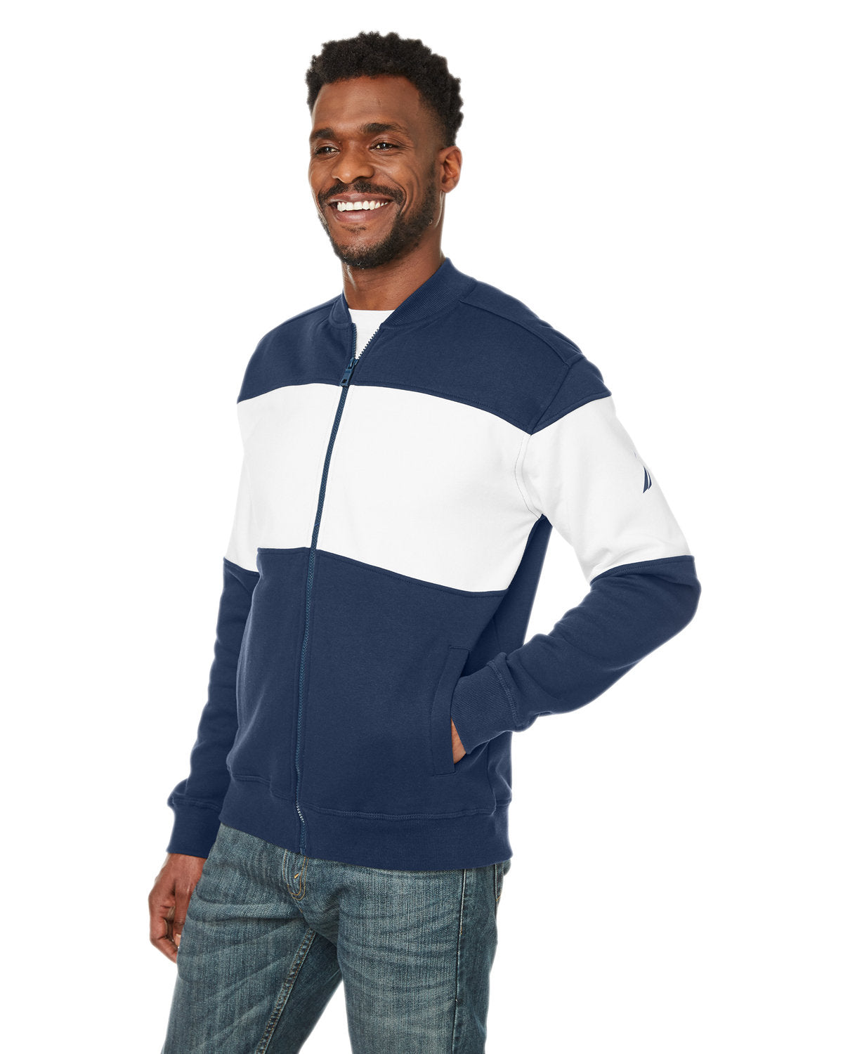 Nautica Anchor Bomber Full-Zip Fleece Jacket Mens Apparel Sweatshirts & Fleece