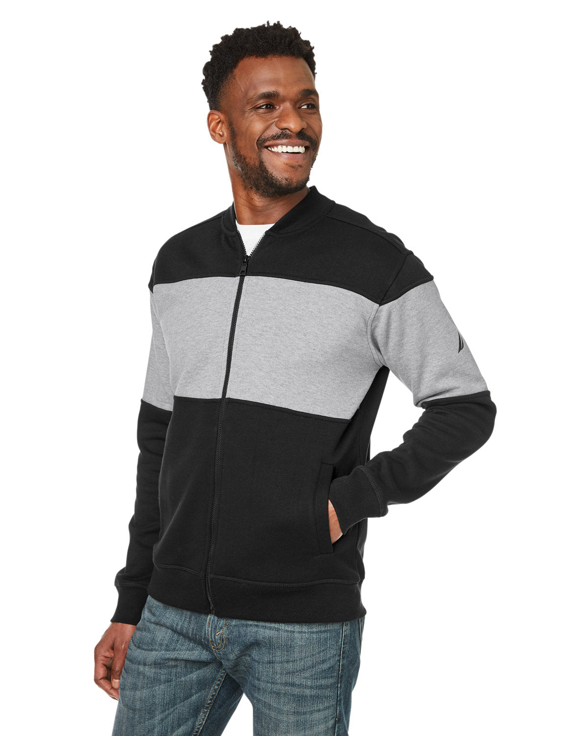 Nautica Anchor Bomber Full-Zip Fleece Jacket Mens Apparel Sweatshirts & Fleece