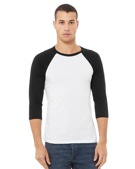 BELLA + CANVAS Three-Quarter Sleeve Baseball Tee Mens Apparel Shirts & Tops