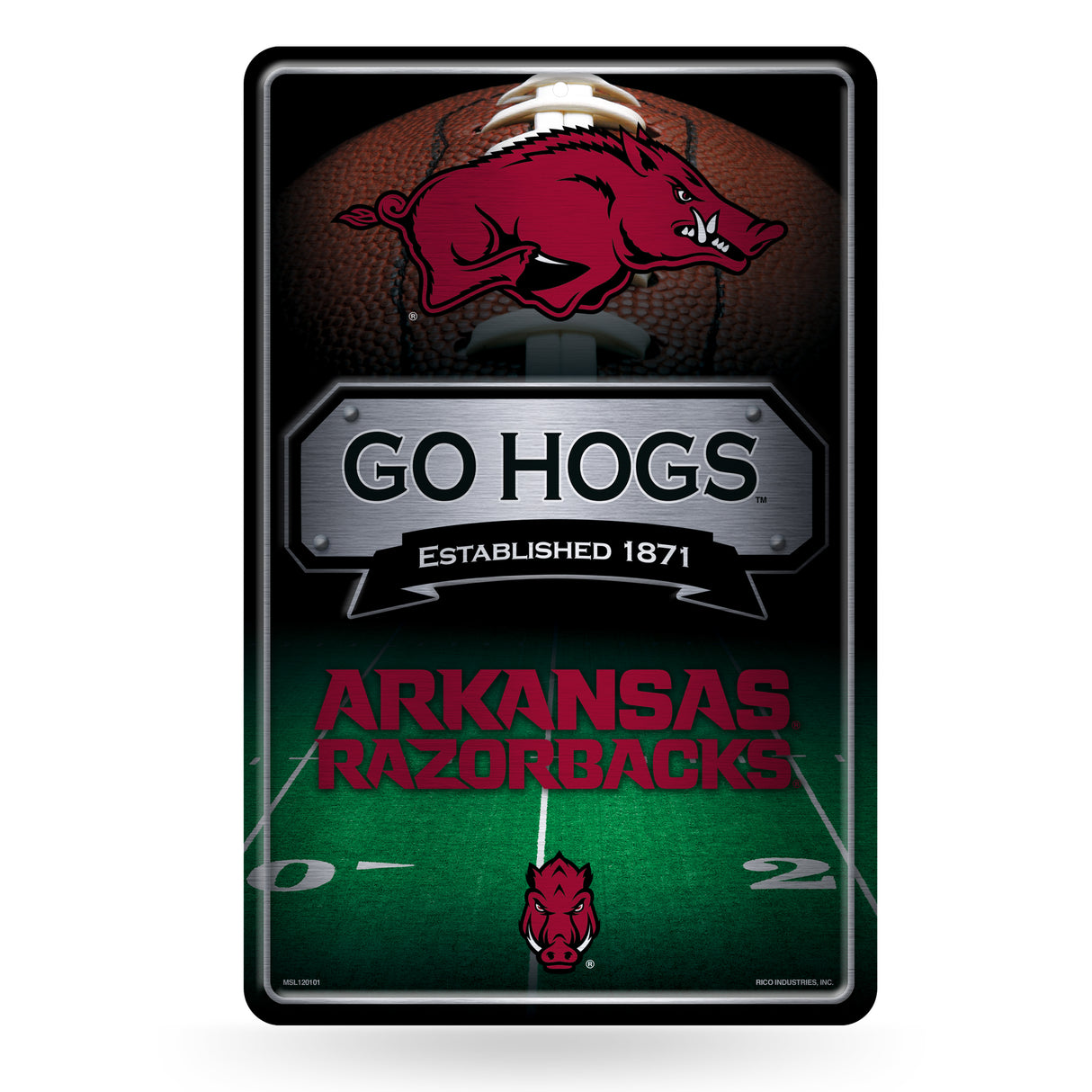 NCAA Arkansas Razorbacks Large Metal Sign Fan Gear NCAA Arkansas Razorbacks