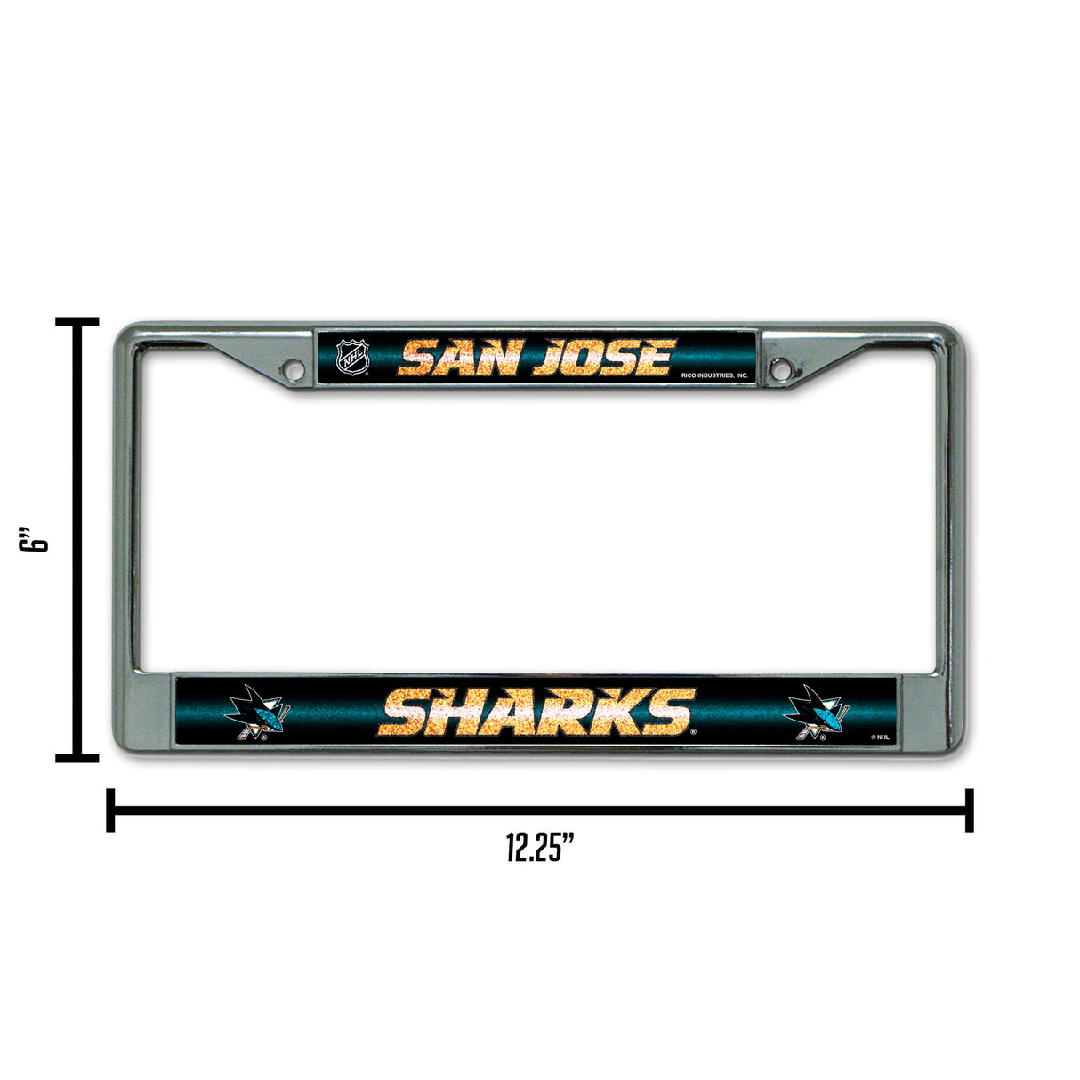 NHL San Jose Sharks Chrome Glitter License Plate Frame Fan Gear NHL San Jose Sharks