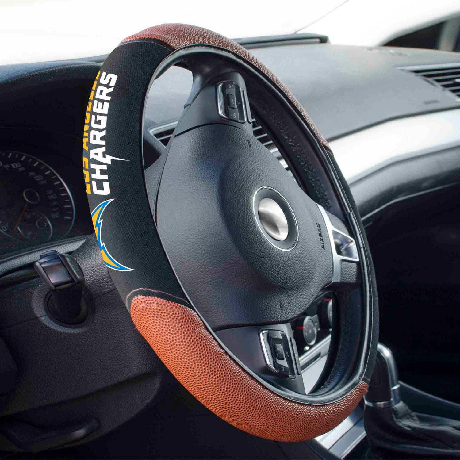Fanmats Los Angeles Chargers Football Grip Steering Wheel Cover 15" Diameter Fan Gear NFL Los Angeles Chargers