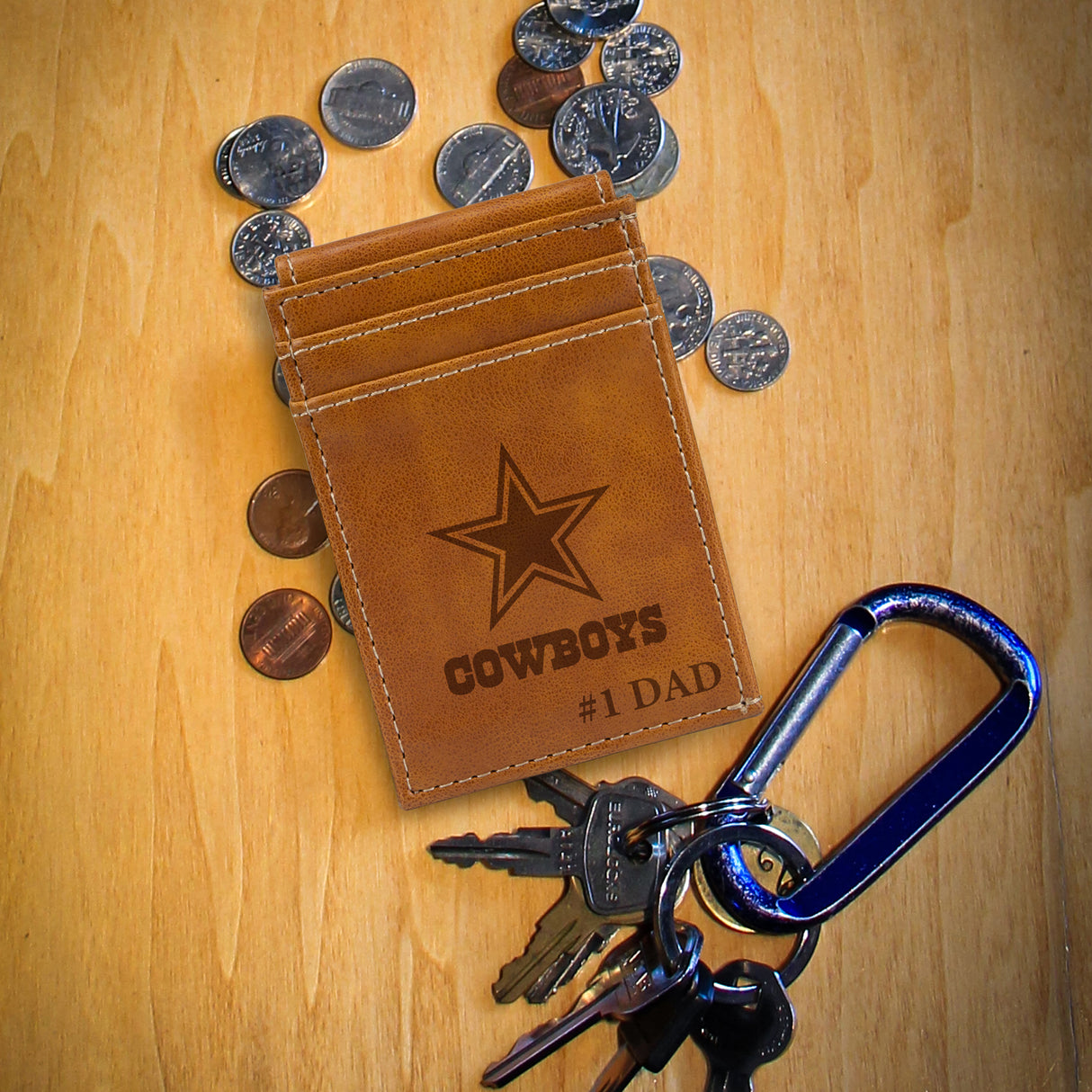 NFL Dallas Cowboys Laser Engraved Front Pocket Wallet Fan Gear NFL Dallas Cowboys