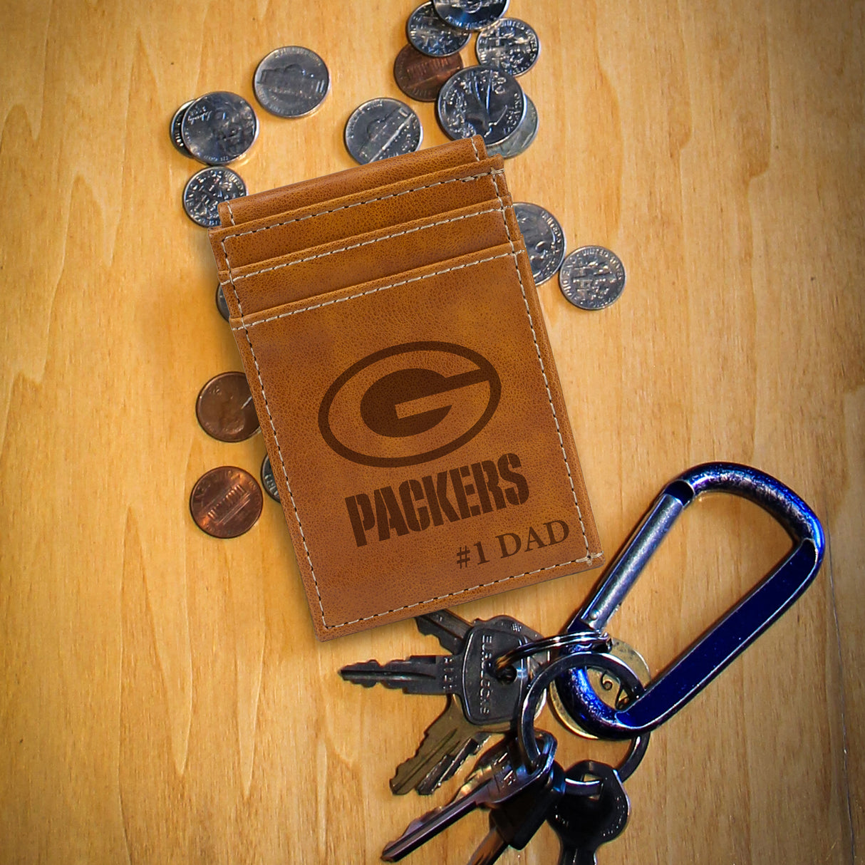 NFL Green Bay Packers Laser Engraved Front Pocket Wallet Fan Gear NFL Green Bay Packers