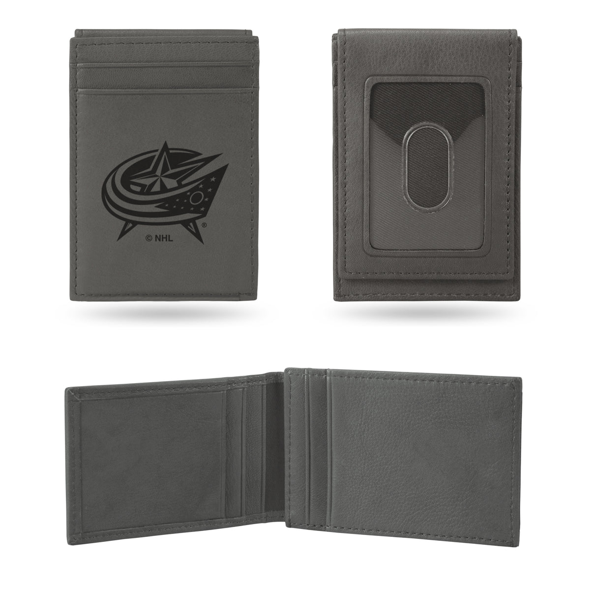 NHL Columbus Blue Jackets Laser Engraved Front Pocket Wallet Fan Gear NHL Columbus Blue Jackets