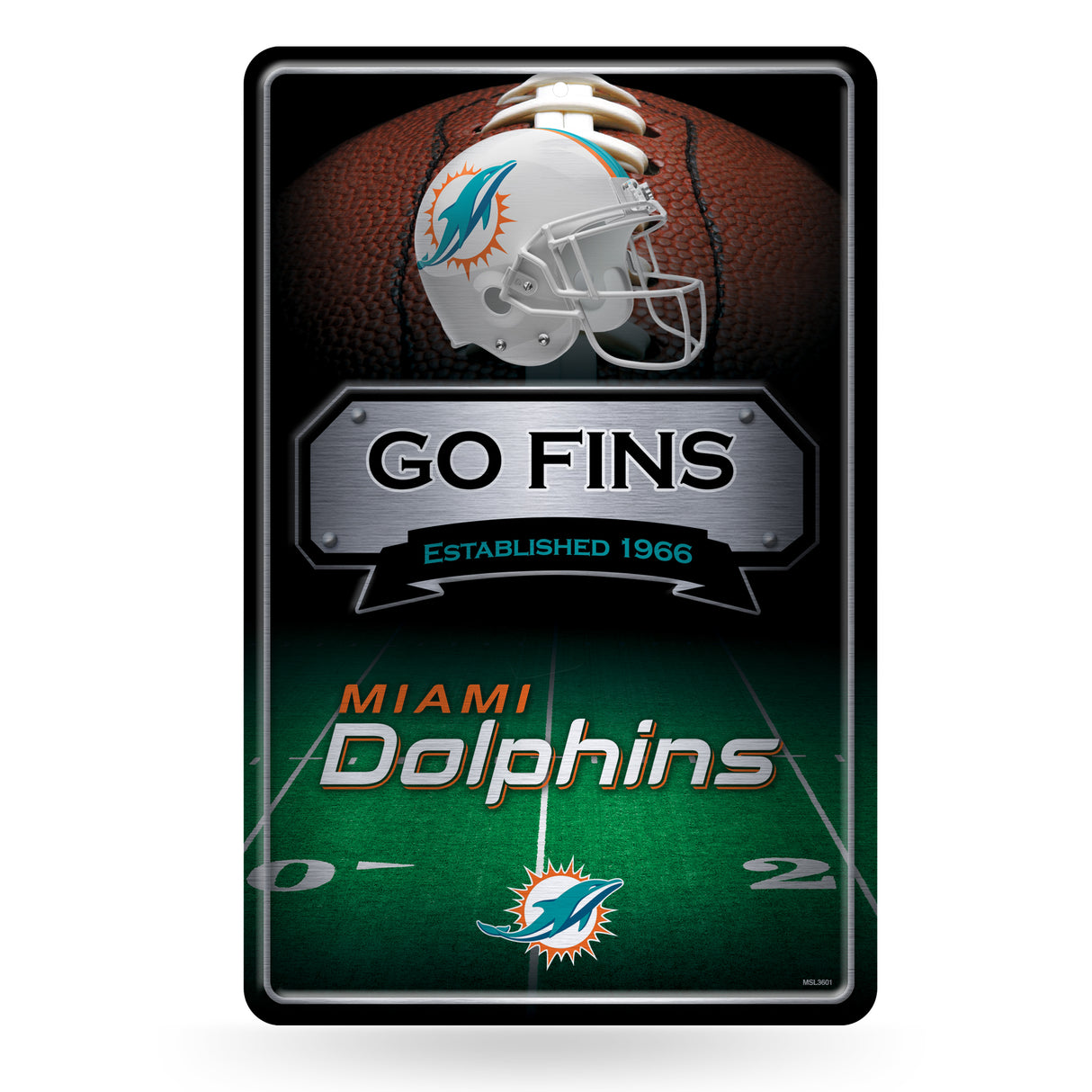 NFL Miami Dolphins Large Metal Sign Fan Gear NFL Miami Dolphins