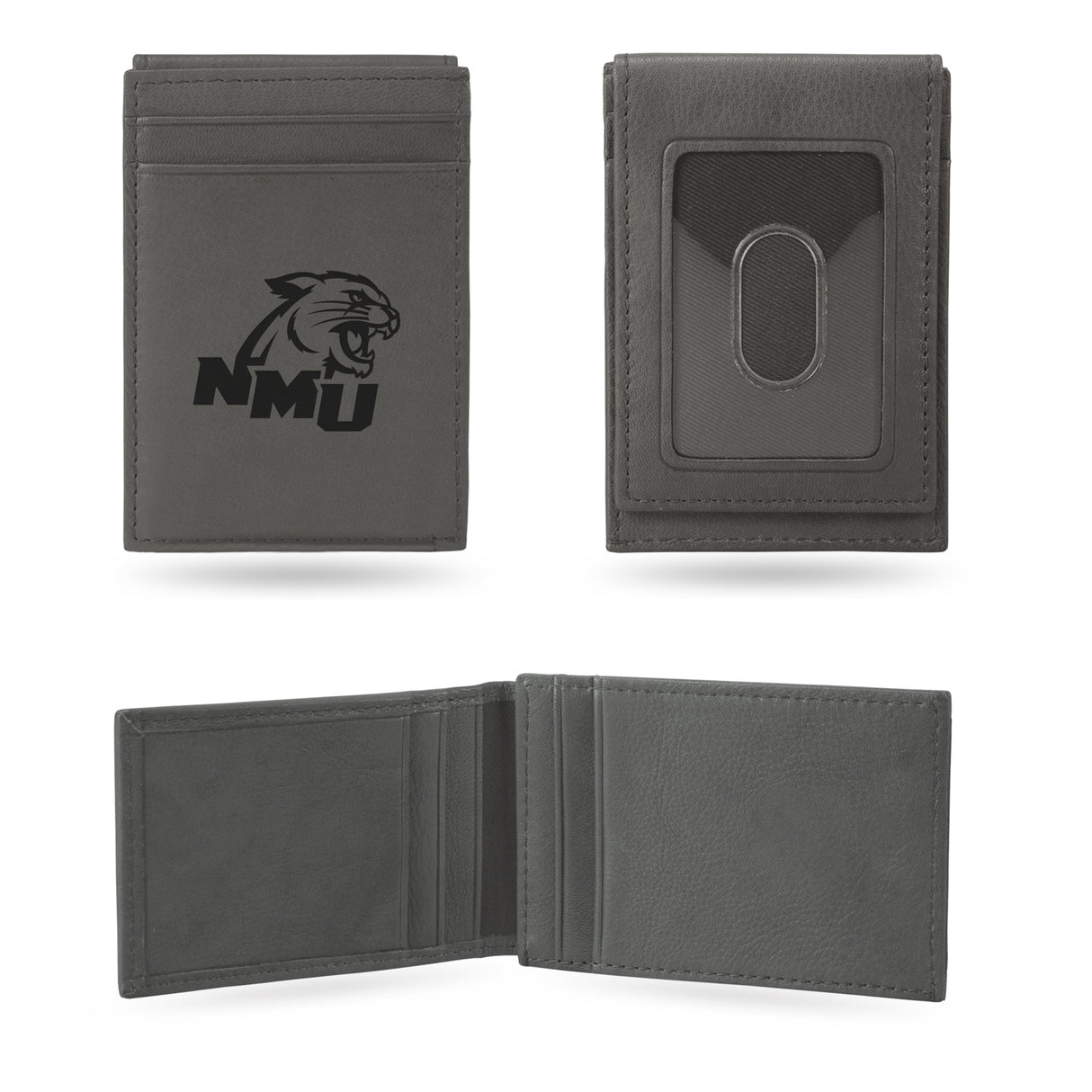 NCAA Northern Michigan Wildcats Laser Engraved Front Pocket Wallet Fan Gear NCAA Northern Michigan Wildcats