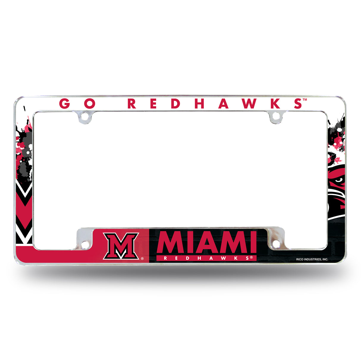 NCAA Miami of Ohio Redhawks Chrome License Plate Frame Fan Gear NCAA Miami of Ohio Redhawks