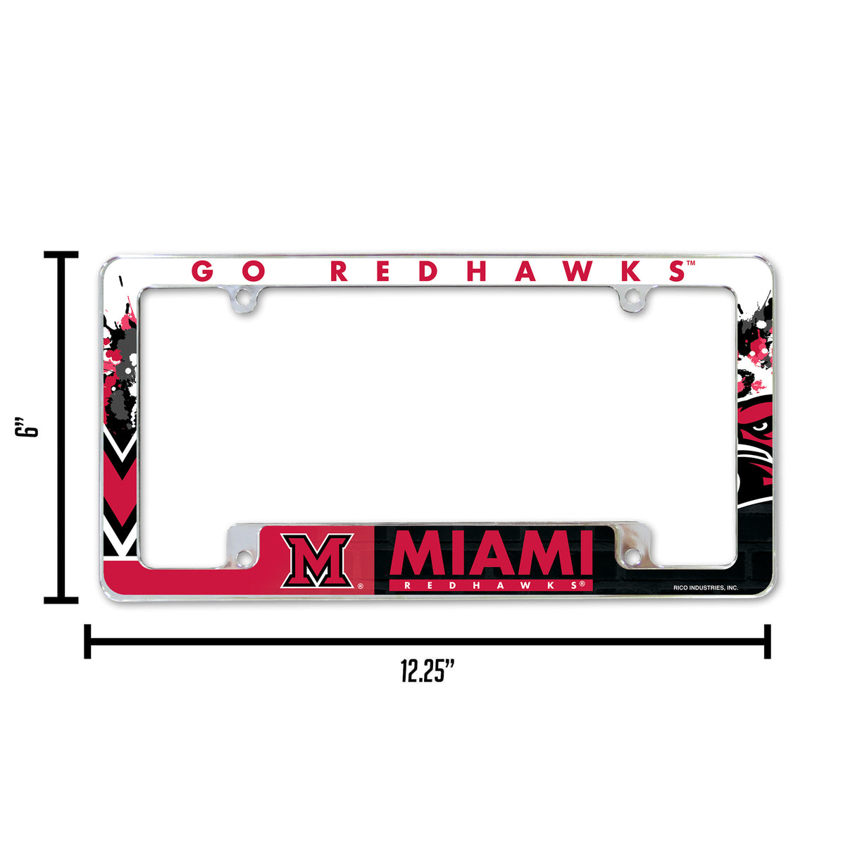 NCAA Miami of Ohio Redhawks Chrome License Plate Frame Fan Gear NCAA Miami of Ohio Redhawks