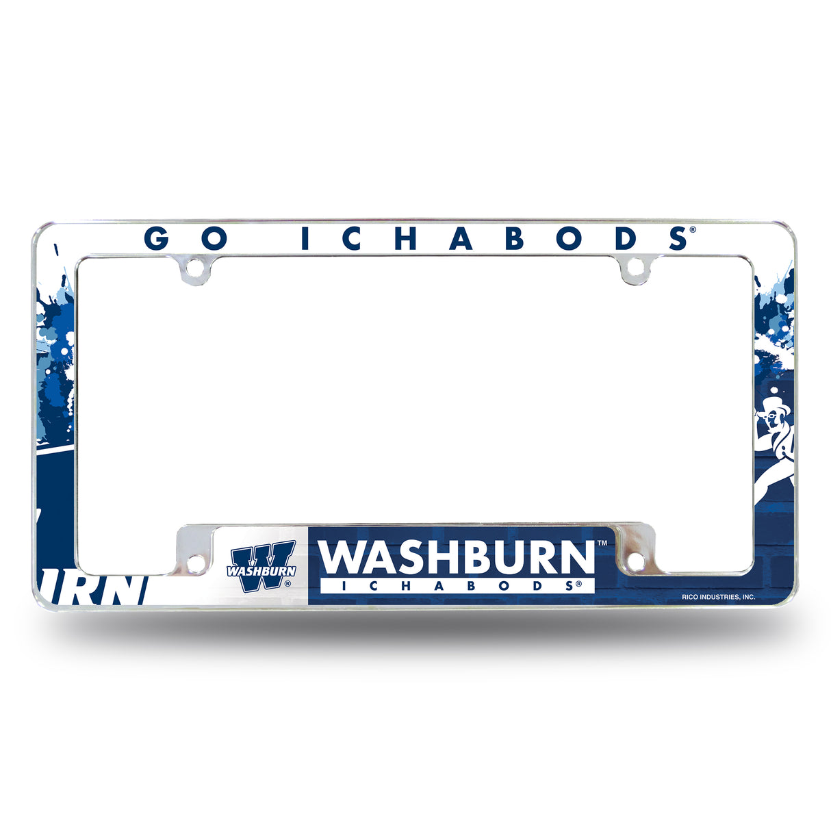 NCAA Washburn Ichabod Chrome License Plate Frame Fan Gear NCAA Washburn Ichabod