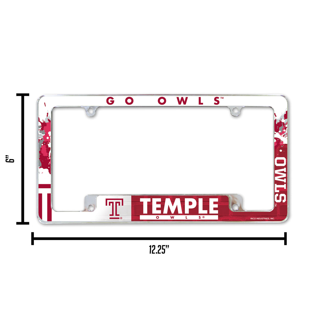 NCAA Temple Owls Chrome License Plate Frame Fan Gear NCAA Temple Owls