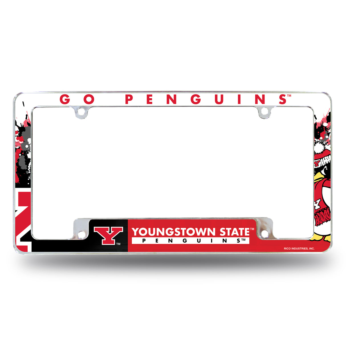 NCAA Youngstown Penguins Chrome License Plate Frame Fan Gear NCAA Youngstown Penguins