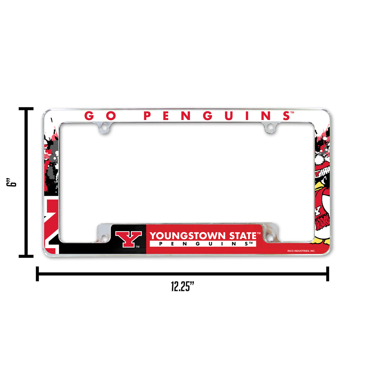 NCAA Youngstown Penguins Chrome License Plate Frame Fan Gear NCAA Youngstown Penguins