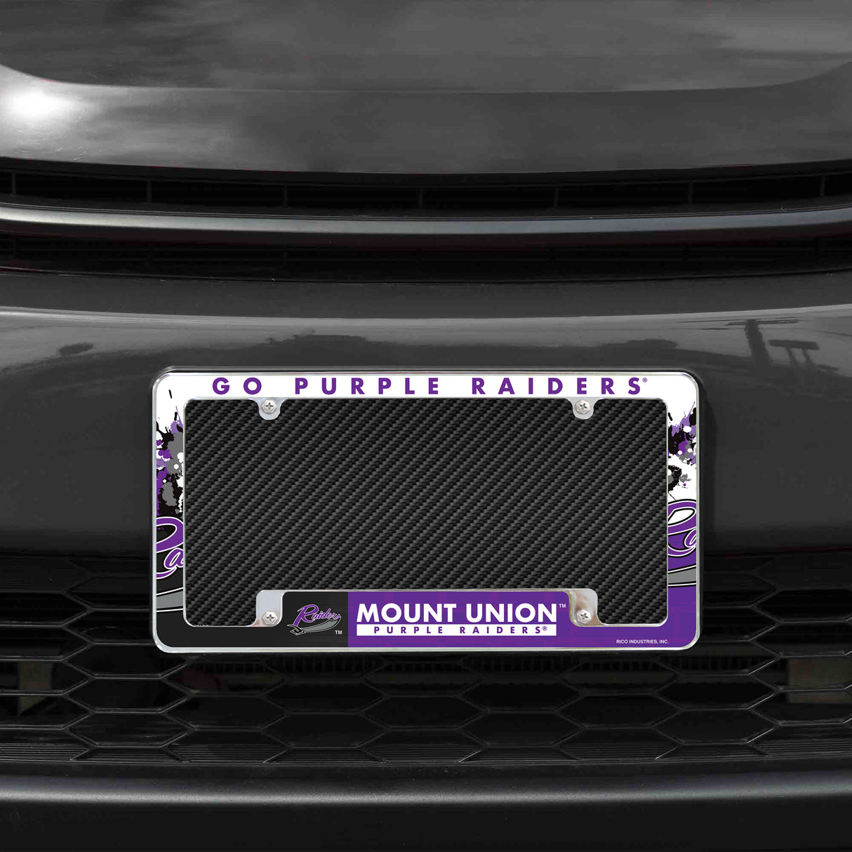 NCAA Mount Union Purple Raiders Chrome License Plate Frame Fan Gear NCAA Mount Union Purple Raiders