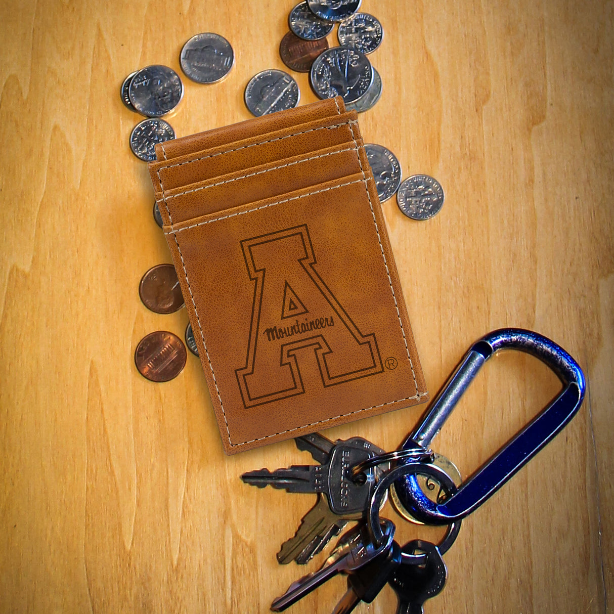 NCAA Appalachian State Mountaineers Laser Engraved Front Pocket Wallet Fan Gear NCAA Appalachian State Mountaineers