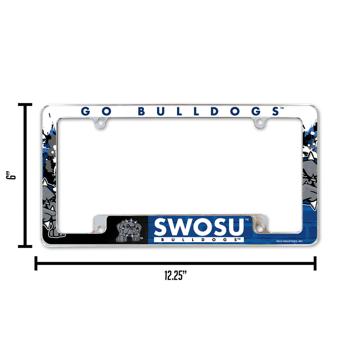 NCAA Southwestern Oklahoma State Bulldogs Chrome License Plate Frame Fan Gear NCAA Southwestern Oklahoma State Bulldogs