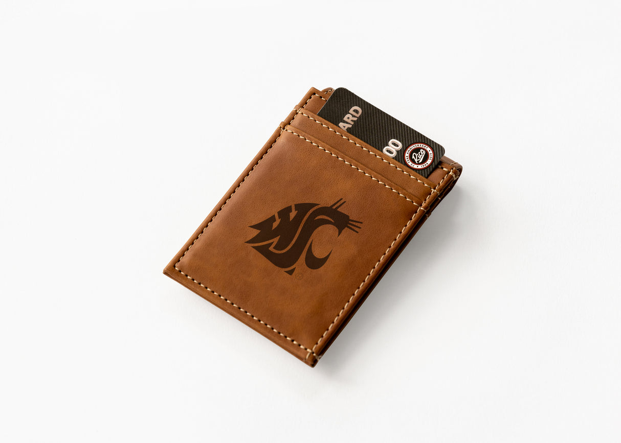 NCAA Washington State Cougars - WSU Laser Engraved Front Pocket Wallet Fan Gear NCAA Washington State Cougars