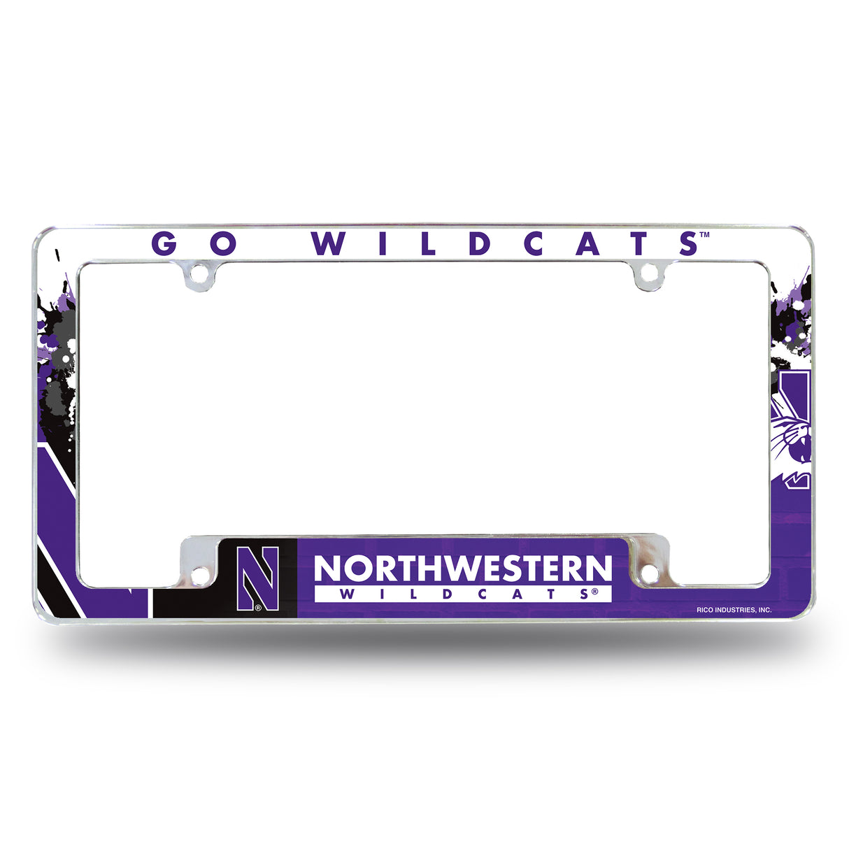 NCAA Northwestern Wildcats Chrome License Plate Frame Fan Gear NCAA Northwestern Wildcats