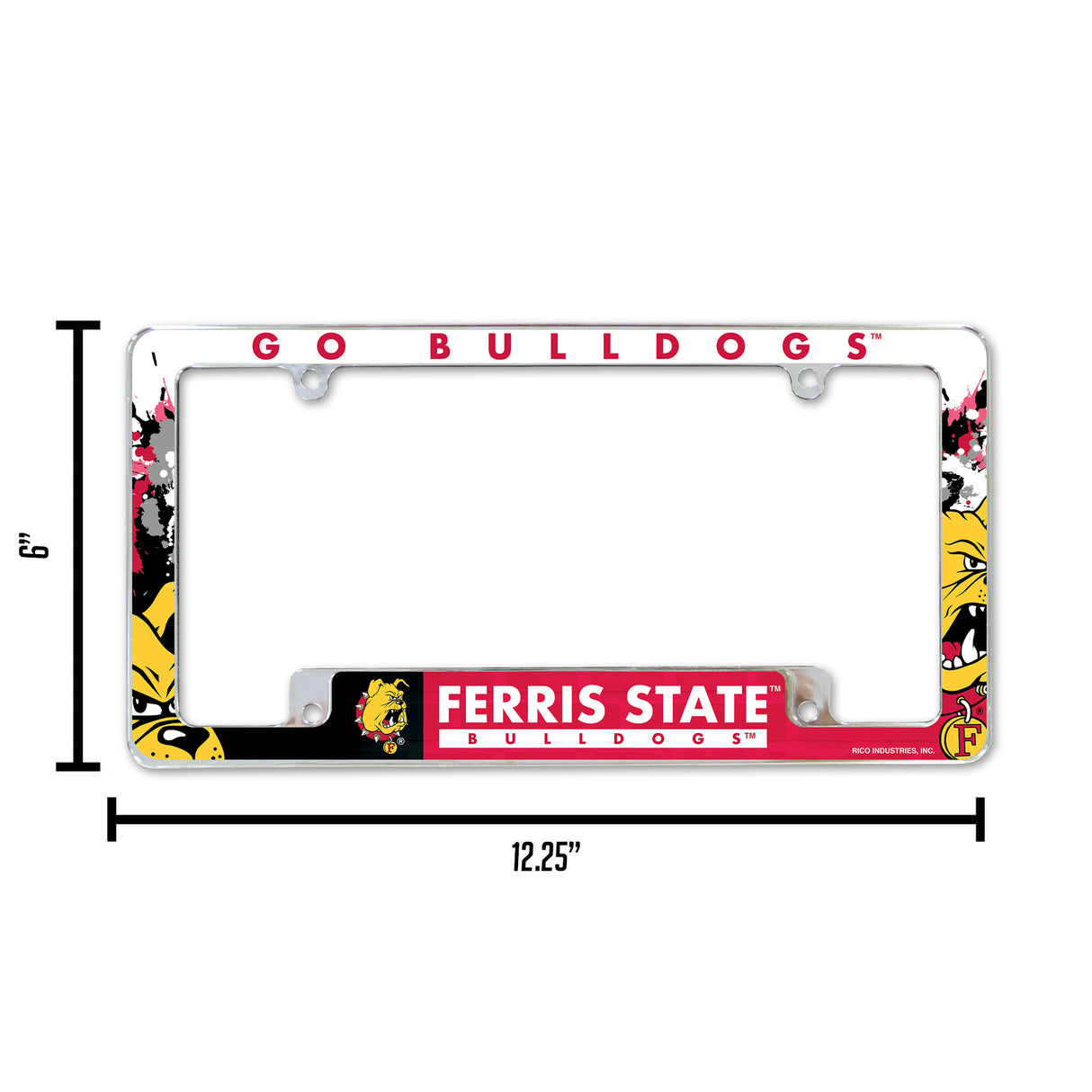 NCAA Ferris State Bulldogs Chrome License Plate Frame Fan Gear NCAA Ferris State Bulldogs