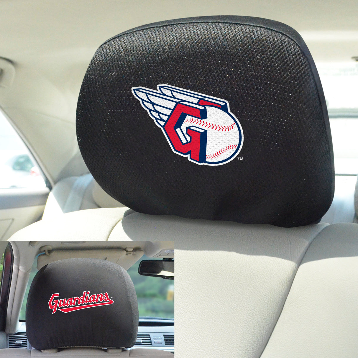 Fanmats Cleveland Guardians Embroidered Head Rest Cover Set - 2 Pieces Fan Gear MLB Cleveland Guardians